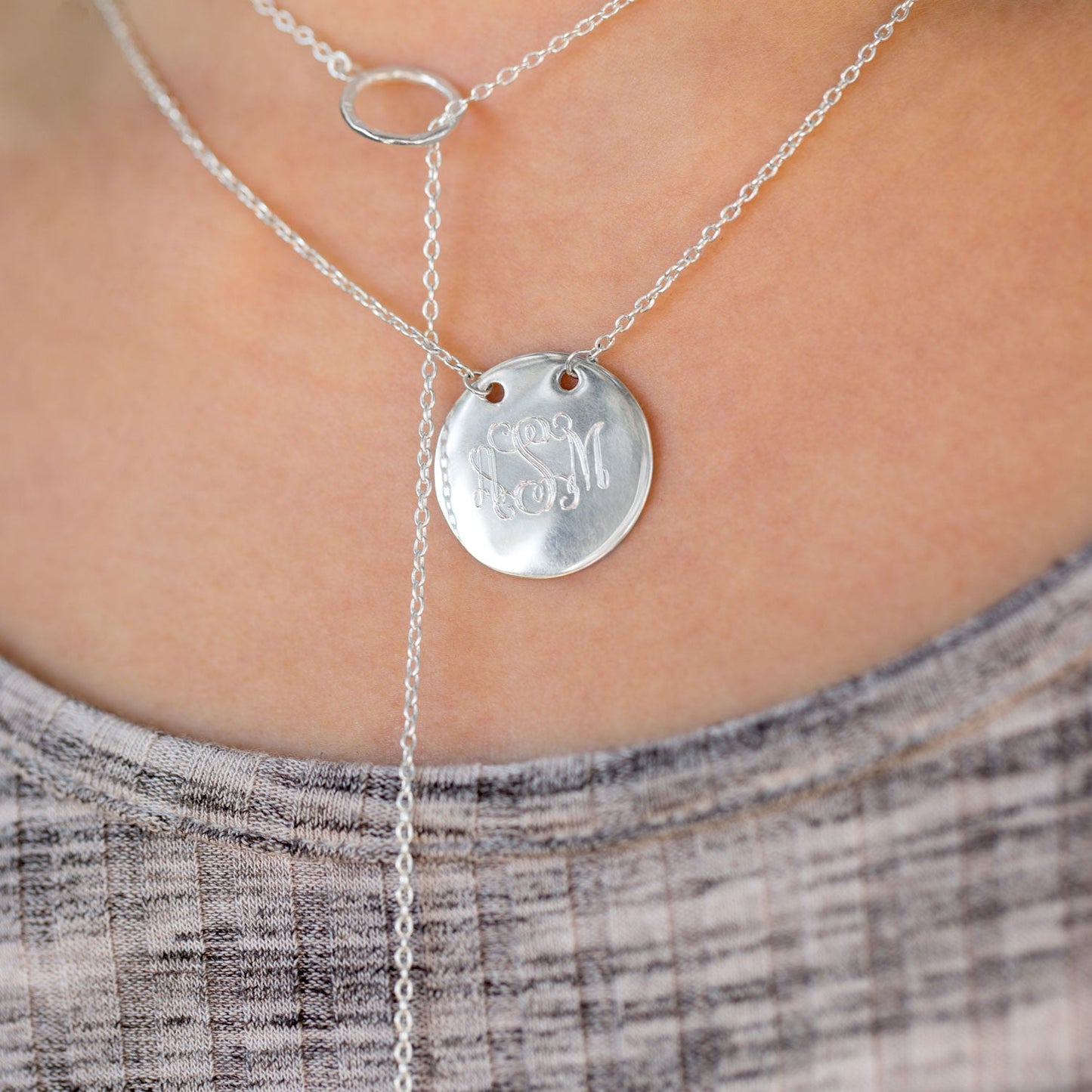 Polished Round Engravable Disc Necklace