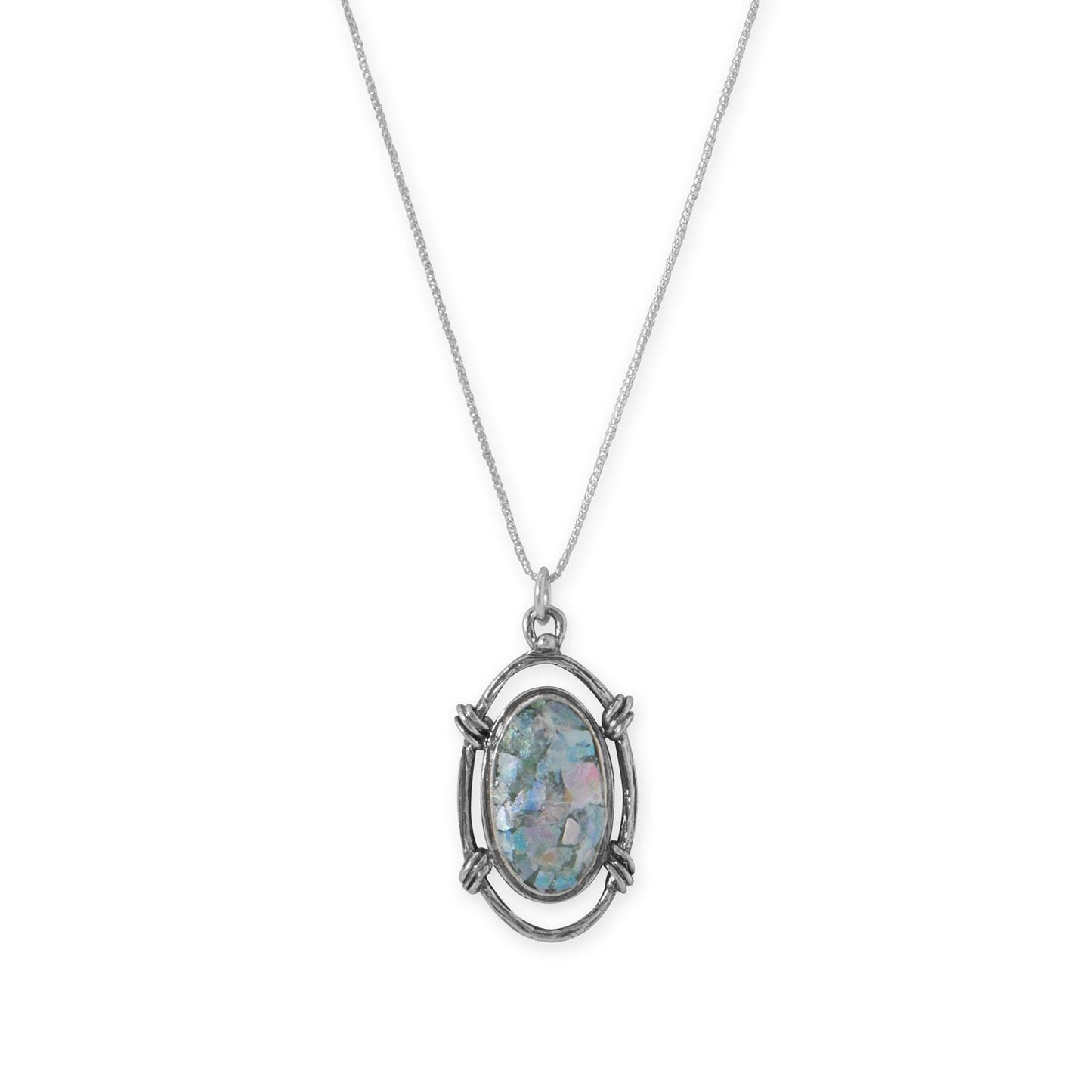 Oxidized Rope Design Ancient Roman Glass Necklace