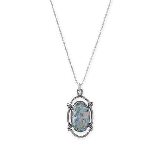 Oxidized Rope Design Ancient Roman Glass Necklace
