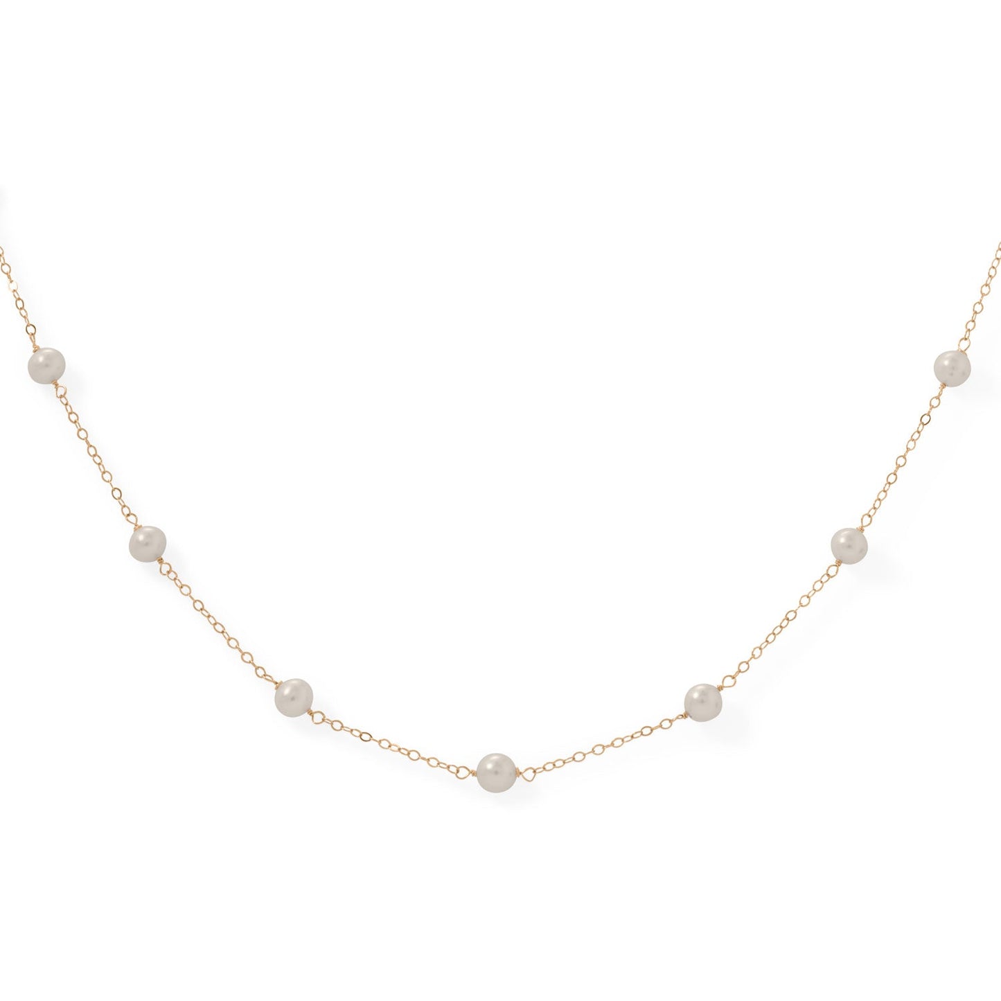 16" Gold Filled 9 Cultured Freshwater Pearl Necklace