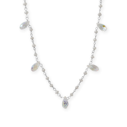 16"+2" Swarovski Crystal and Cultured Freshwater Pearl Necklace