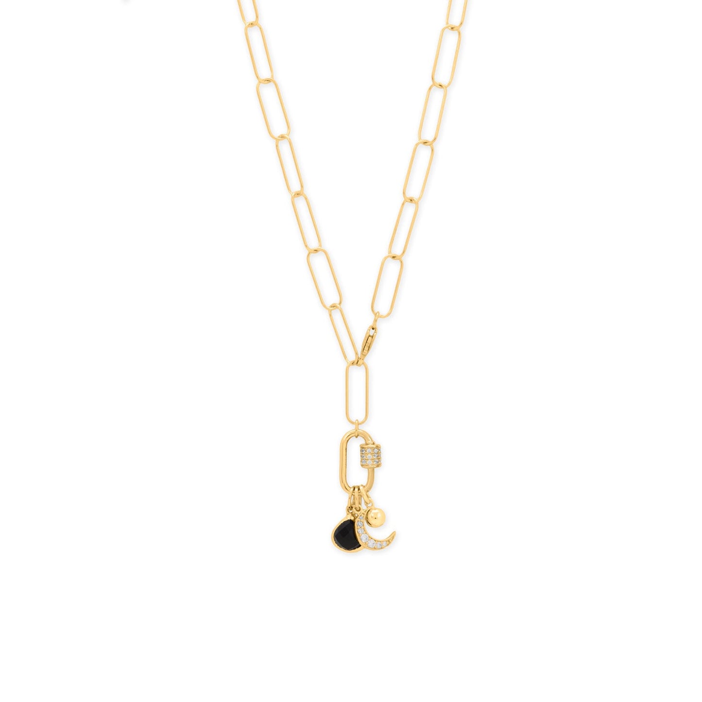Dainty 14 Karat Gold Plated CZ Crescent Moon Charm