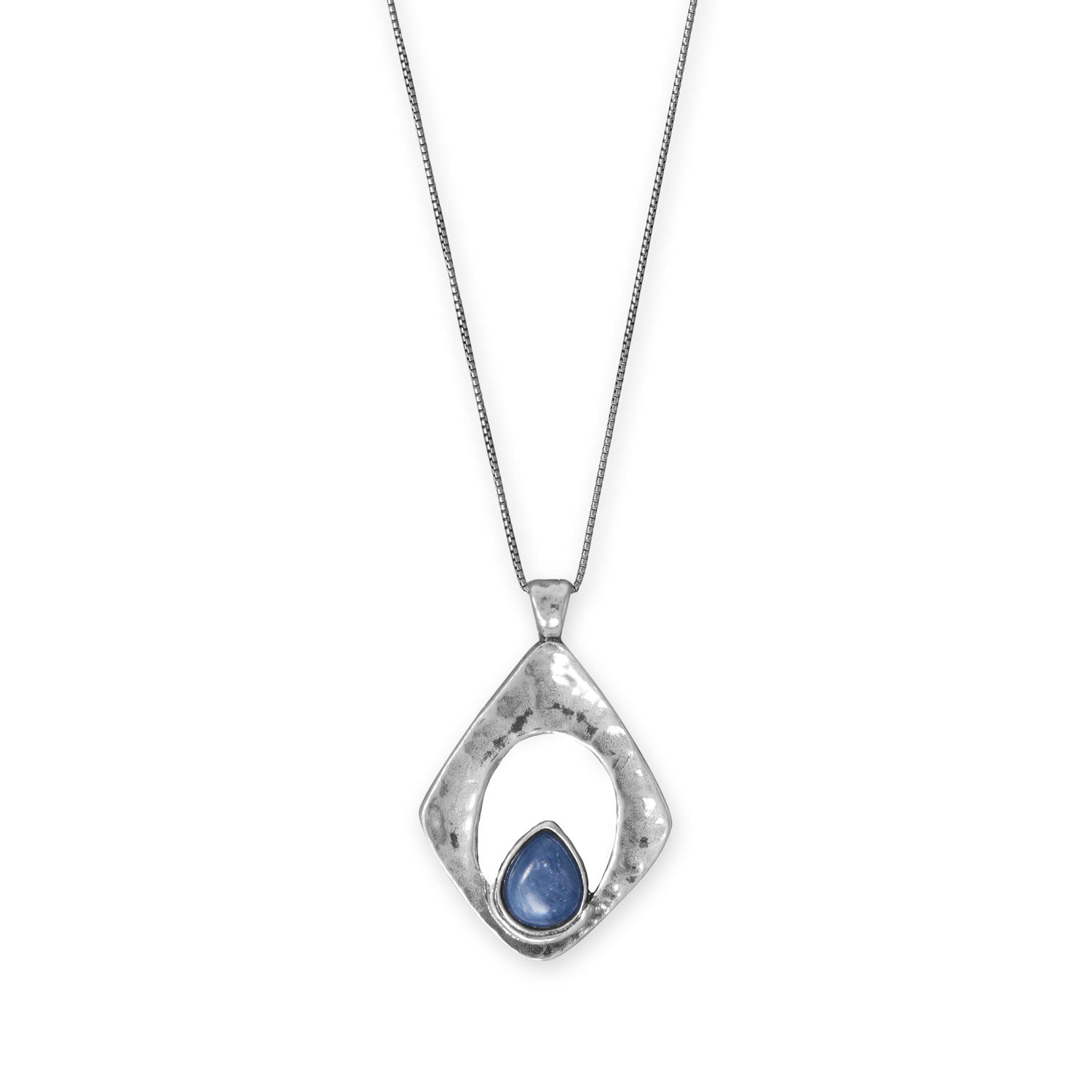 18" Oxidized Pendant with Kyanite Necklace