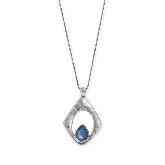 18" Oxidized Pendant with Kyanite Necklace