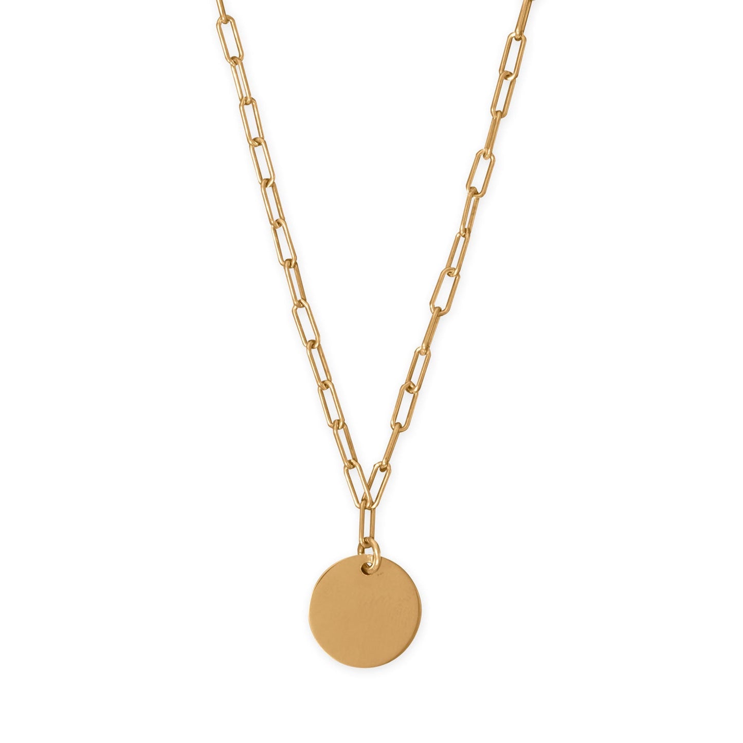 16" + 2" 14 Karat Gold Plated Engravable Disc Necklace