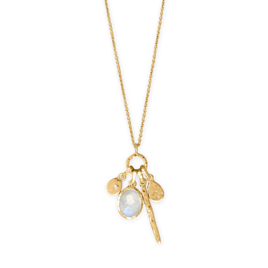 26" + 2" 14 Karat Gold Plated Charm Drop Necklace