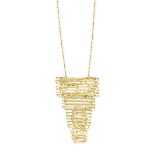 32" 14 Karat Gold Plated Stacked Bar Drop Necklace