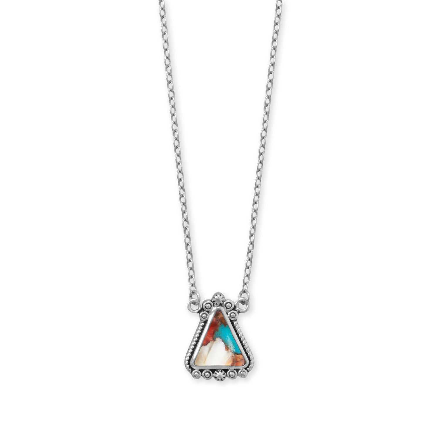 18" + 2" Oxidized Spiny Oyster and Turquoise Necklace