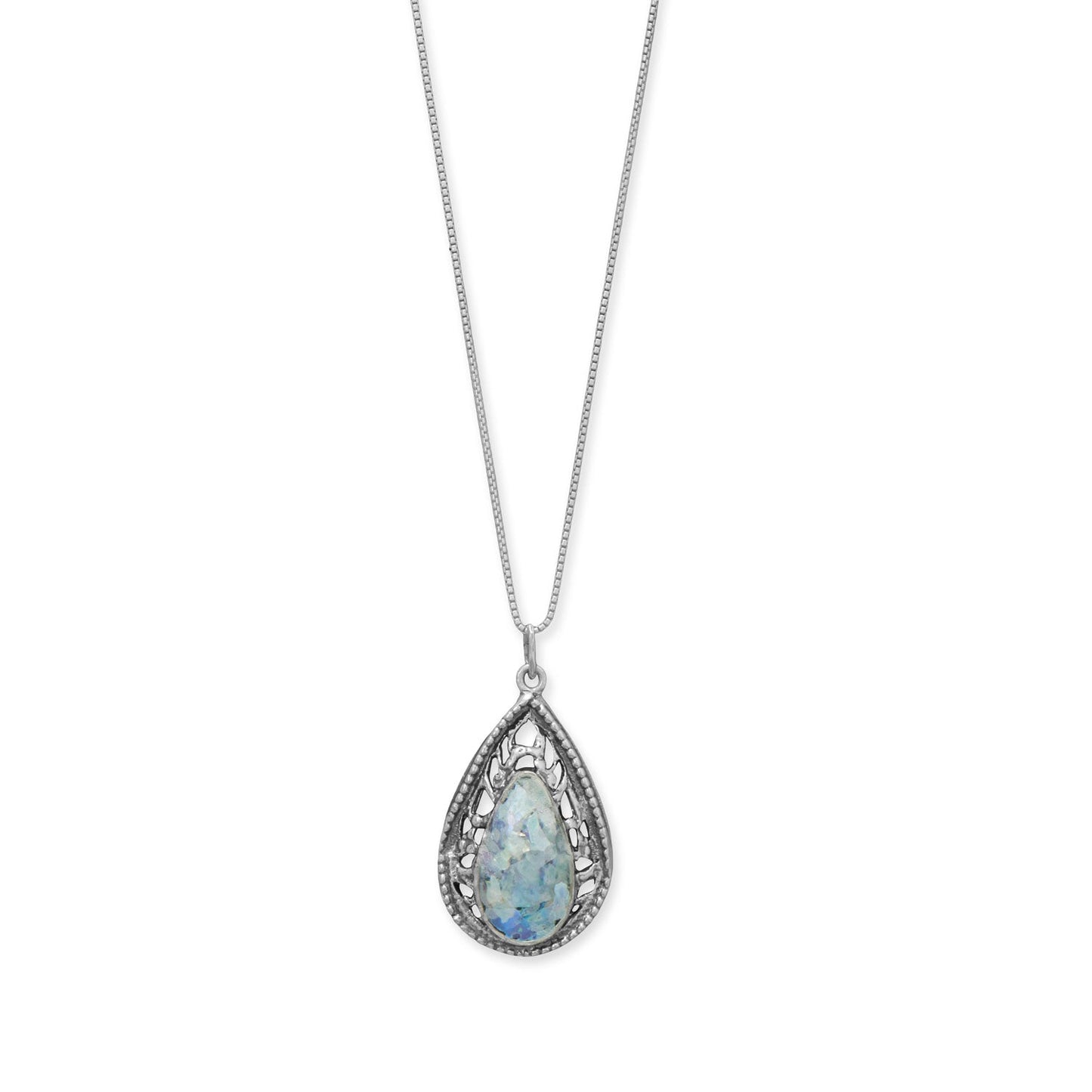 18" Pear Cutout Roman Glass Necklace