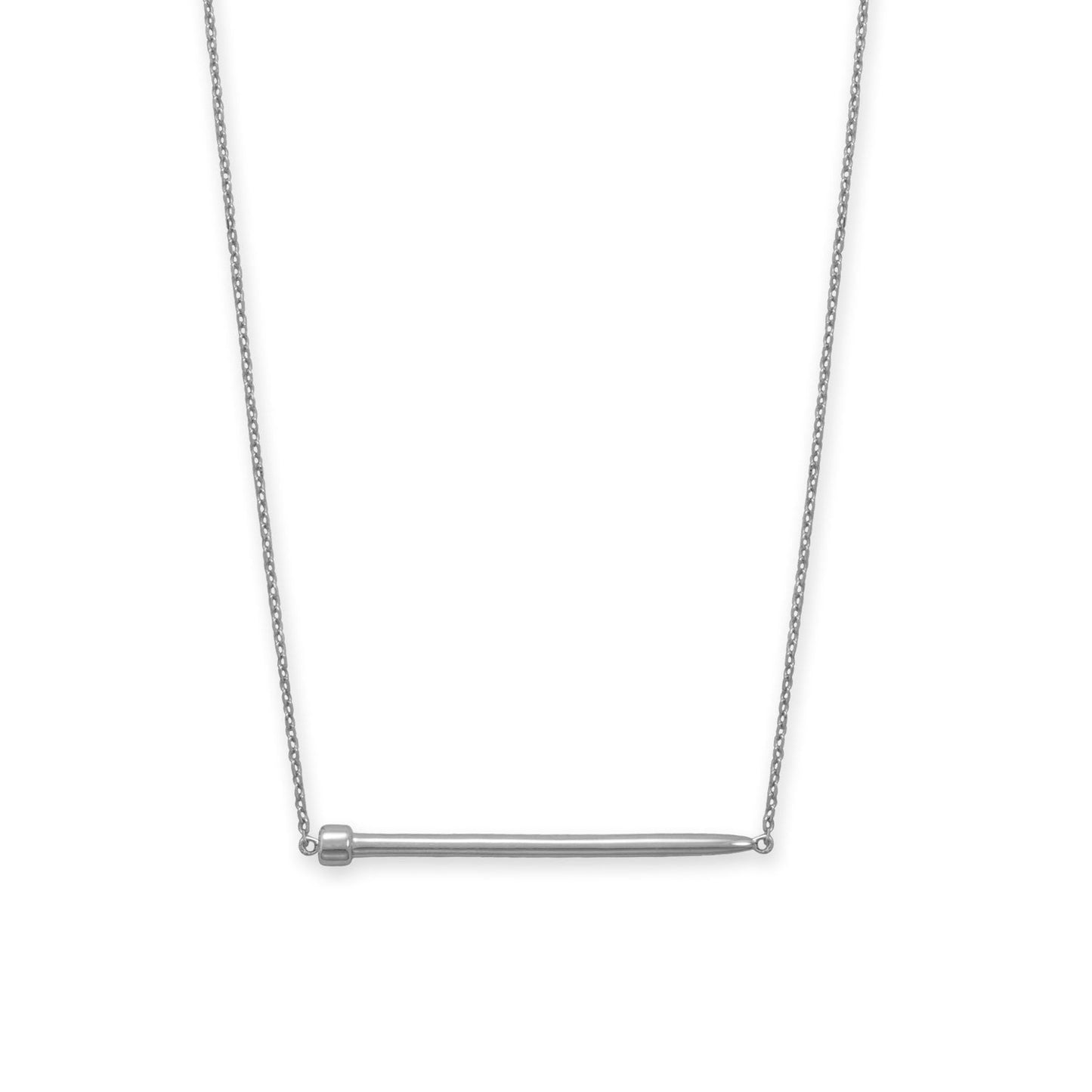 16" + 2" Rhodium Plated Nail Necklace