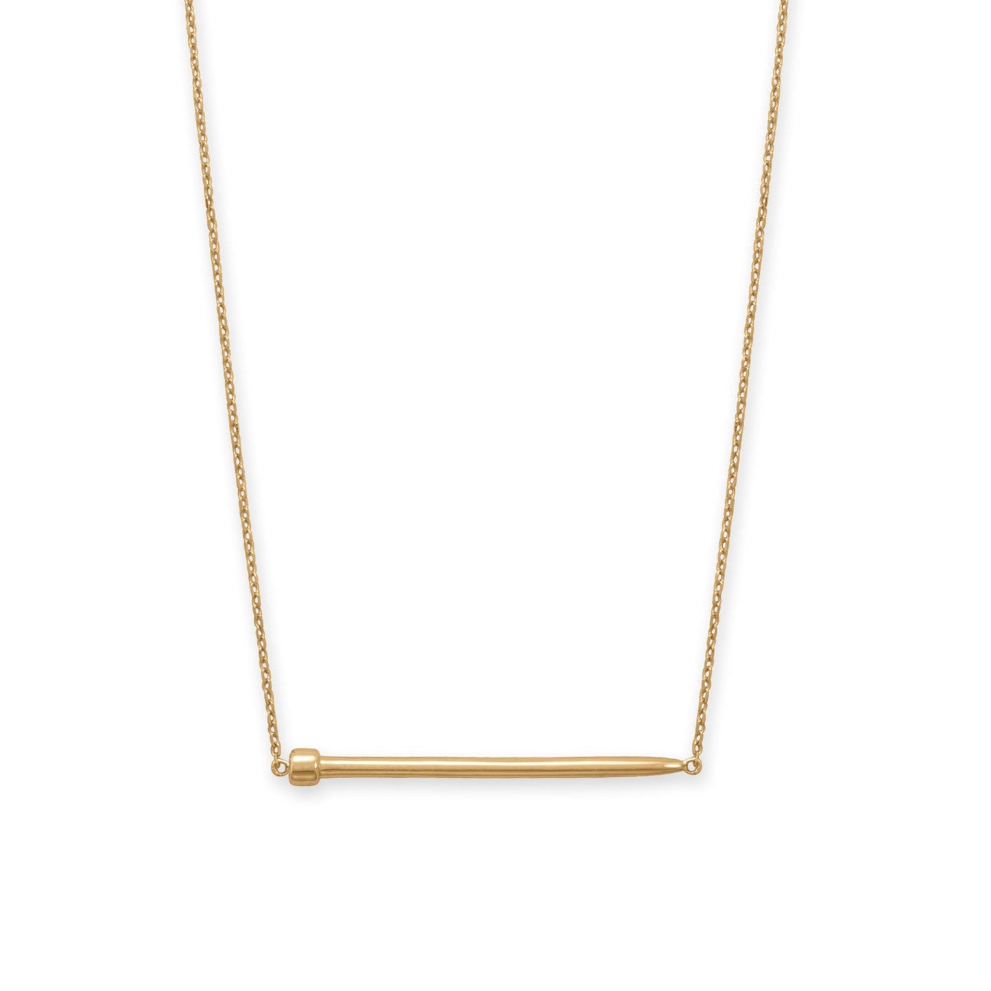 16" + 2" 14 Karat Gold Plated Nail Necklace