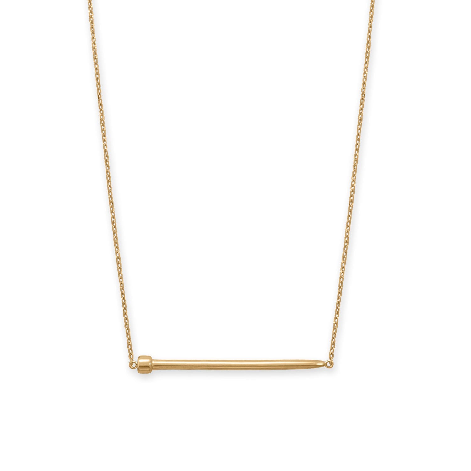 16" + 2" 14 Karat Gold Plated Nail Necklace