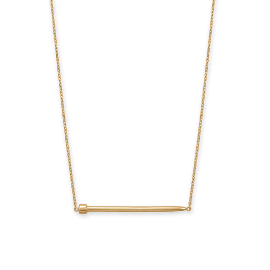 16" + 2" 14 Karat Gold Plated Nail Necklace