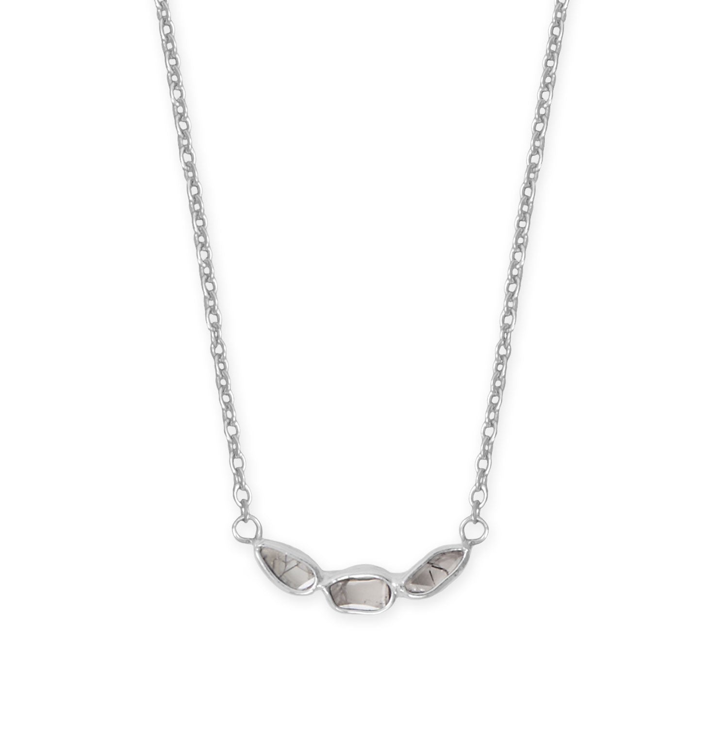 16" + 2" Rhodium Plated Polki Diamond Necklace