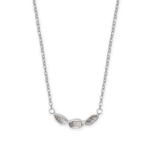 16" + 2" Rhodium Plated Polki Diamond Necklace