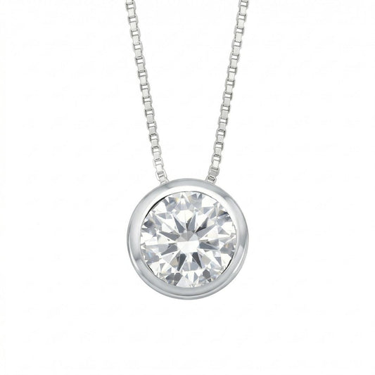 7mm Bezel Set CZ Floating Slide Necklace