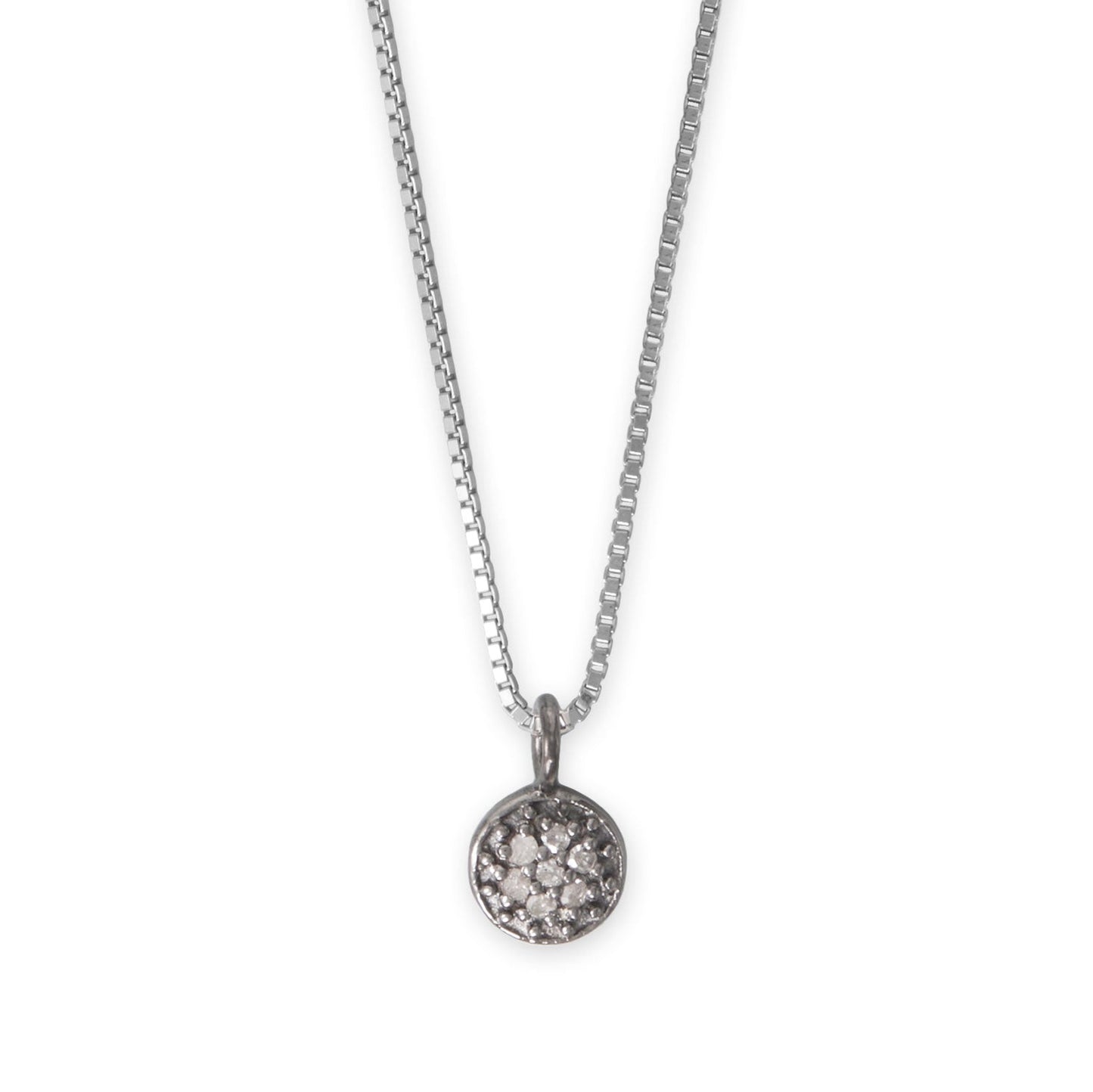 16" Black Rhodium Plated Diamond Studded Disc Necklace