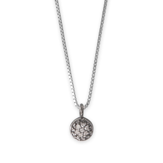 16" Black Rhodium Plated Diamond Studded Disc Necklace