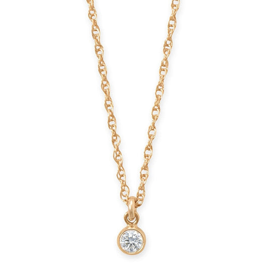 14/20 Gold Filled 3mm Lab Grown Diamond Drop Necklace