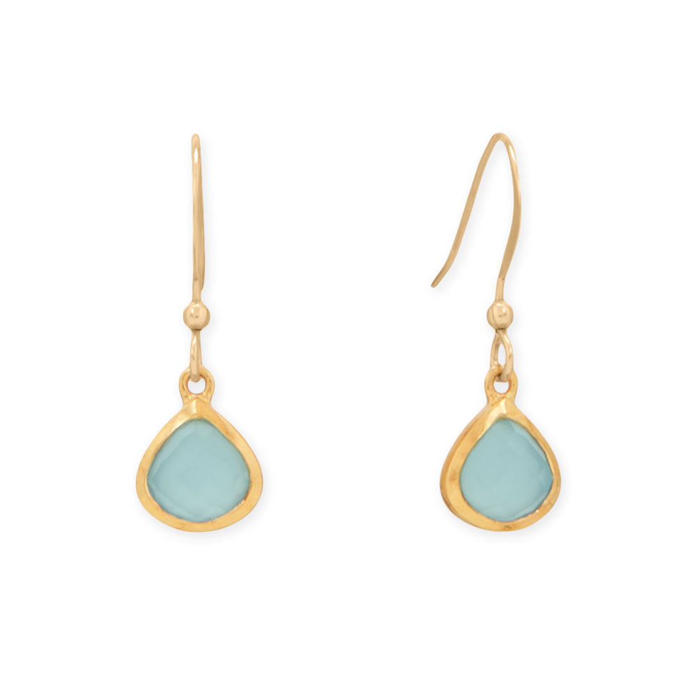 14 Karat Gold Plated Pear Blue Chalcedony Charm