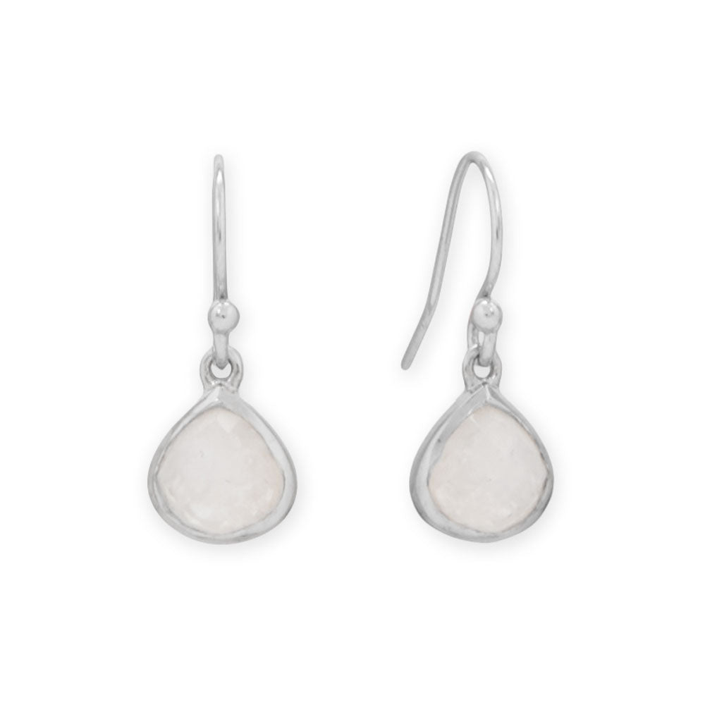 Rhodium Plated Pear Rainbow Moonstone Charm