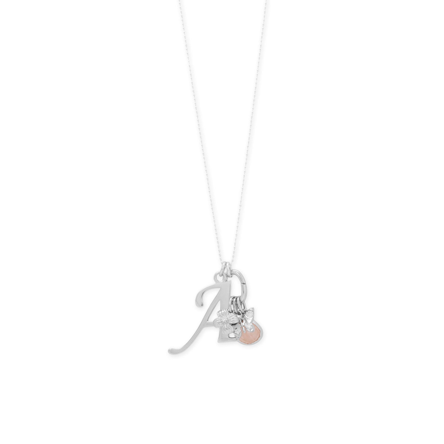 Dainty Rhodium Plated CZ Detailed Flower Charm