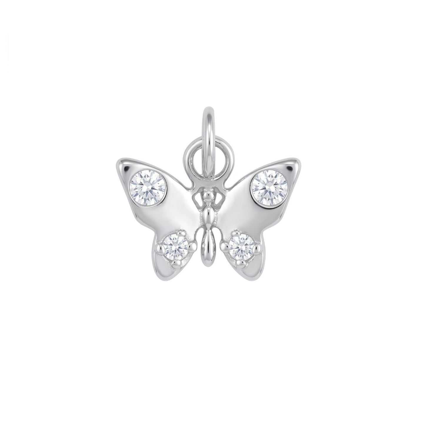 Dainty Rhodium Plated CZ Butterfly Charm