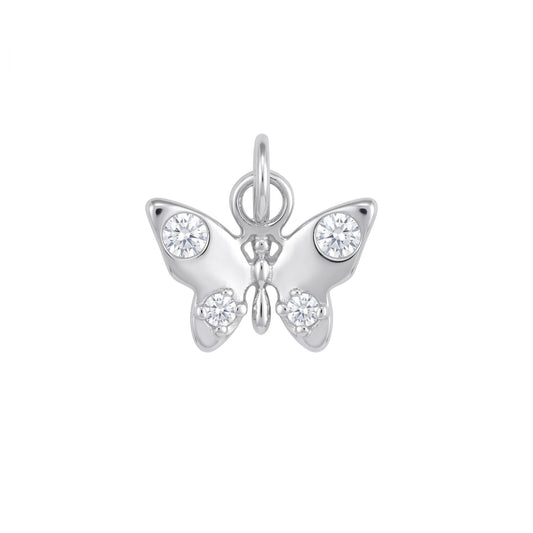Dainty Rhodium Plated CZ Butterfly Charm
