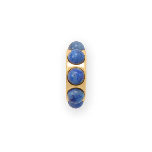 14 Karat Gold Plated Lapis Wheel Bead Charm