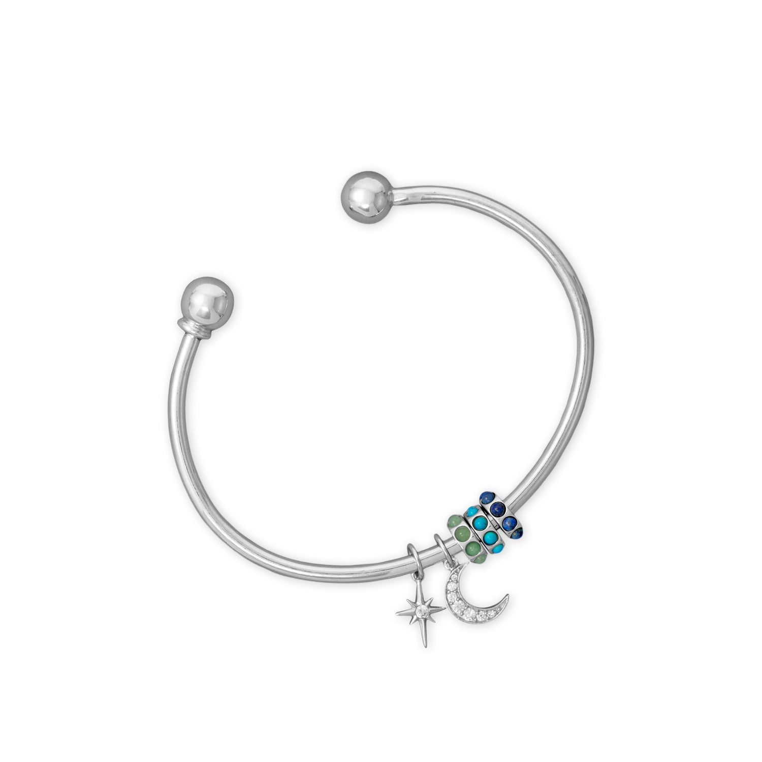 Charm Cuff Bracelet with Ball End