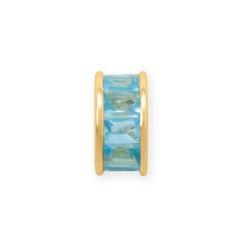 14 Karat Gold Plated CZ Birthstone Wheel Bead Charms (January-December)