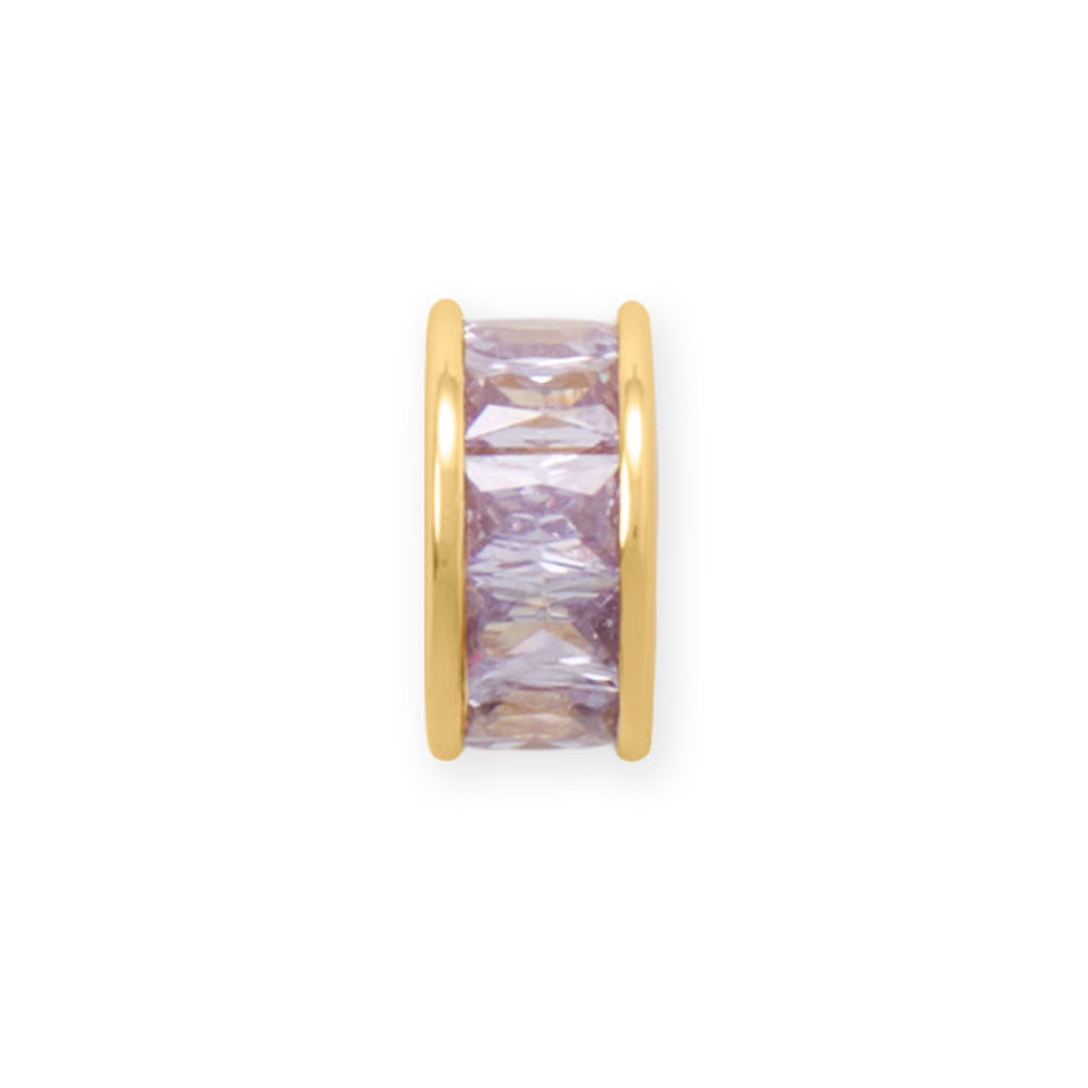 14 Karat Gold Plated CZ Birthstone Wheel Bead Charms (January-December)