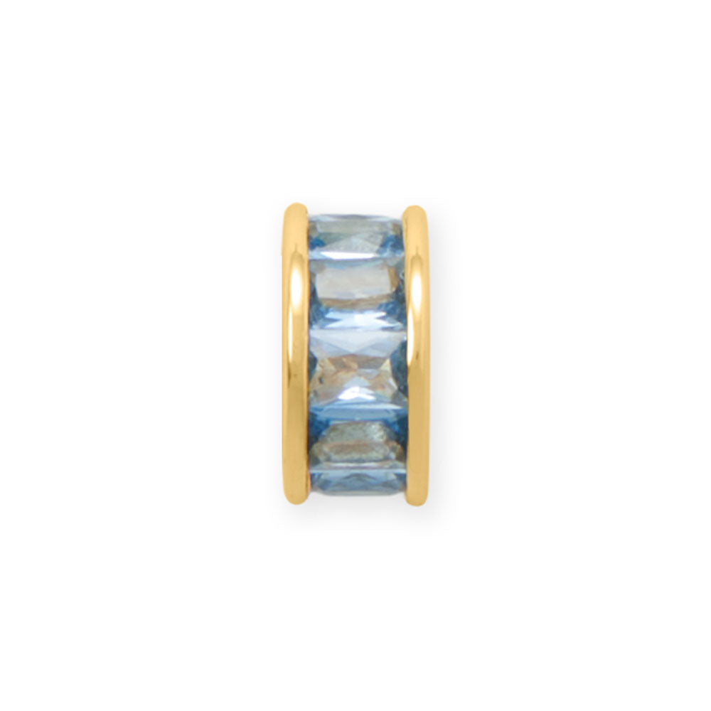 14 Karat Gold Plated CZ Birthstone Wheel Bead Charms (January-December)