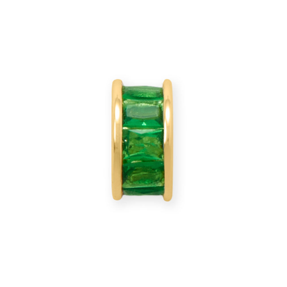 14 Karat Gold Plated CZ Birthstone Wheel Bead Charms (January-December)