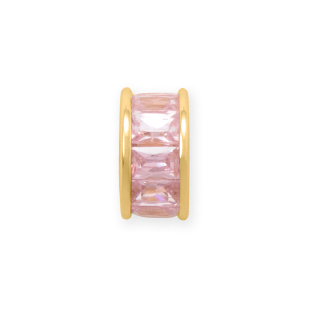 14 Karat Gold Plated CZ Birthstone Wheel Bead Charms (January-December)