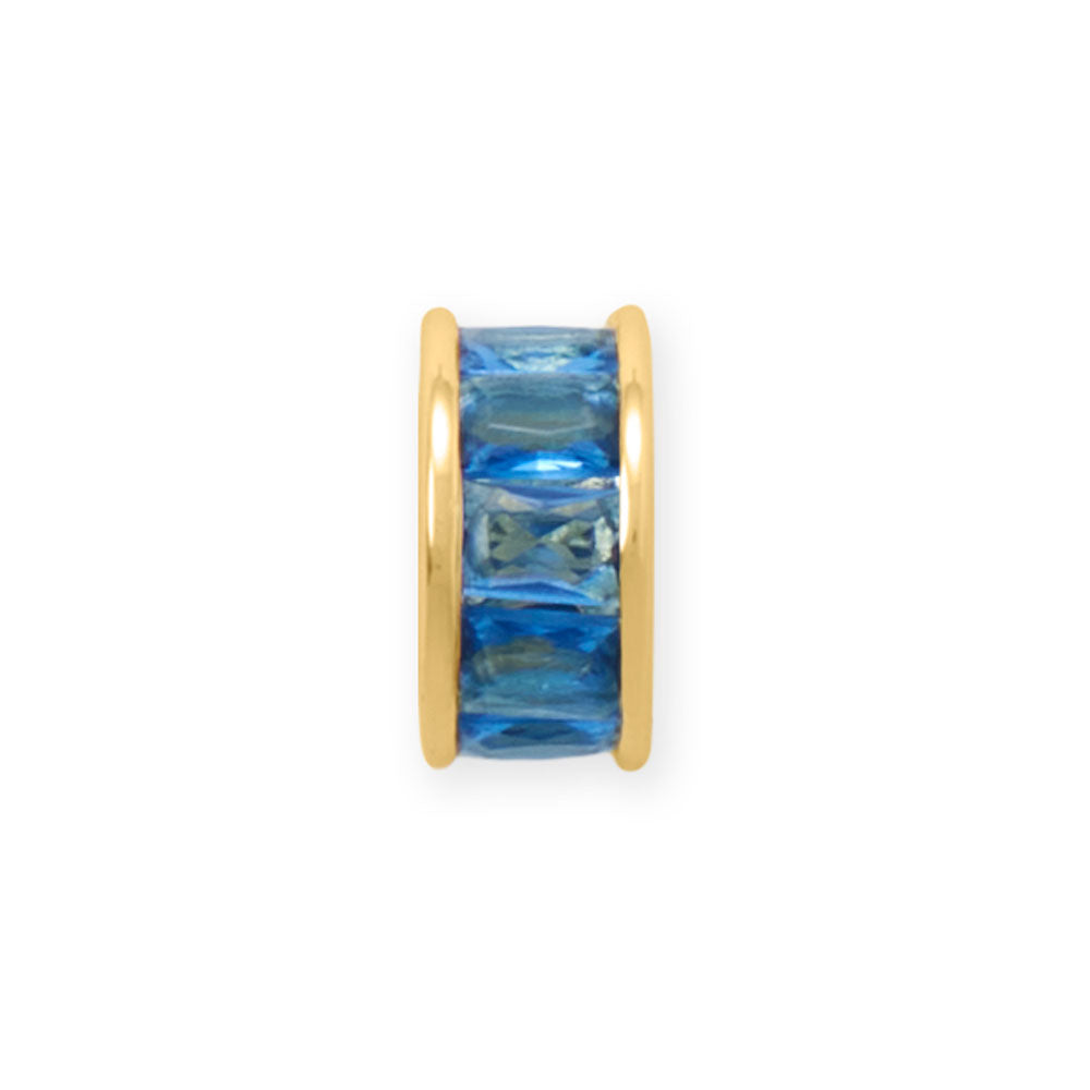 14 Karat Gold Plated CZ Birthstone Wheel Bead Charms (January-December)
