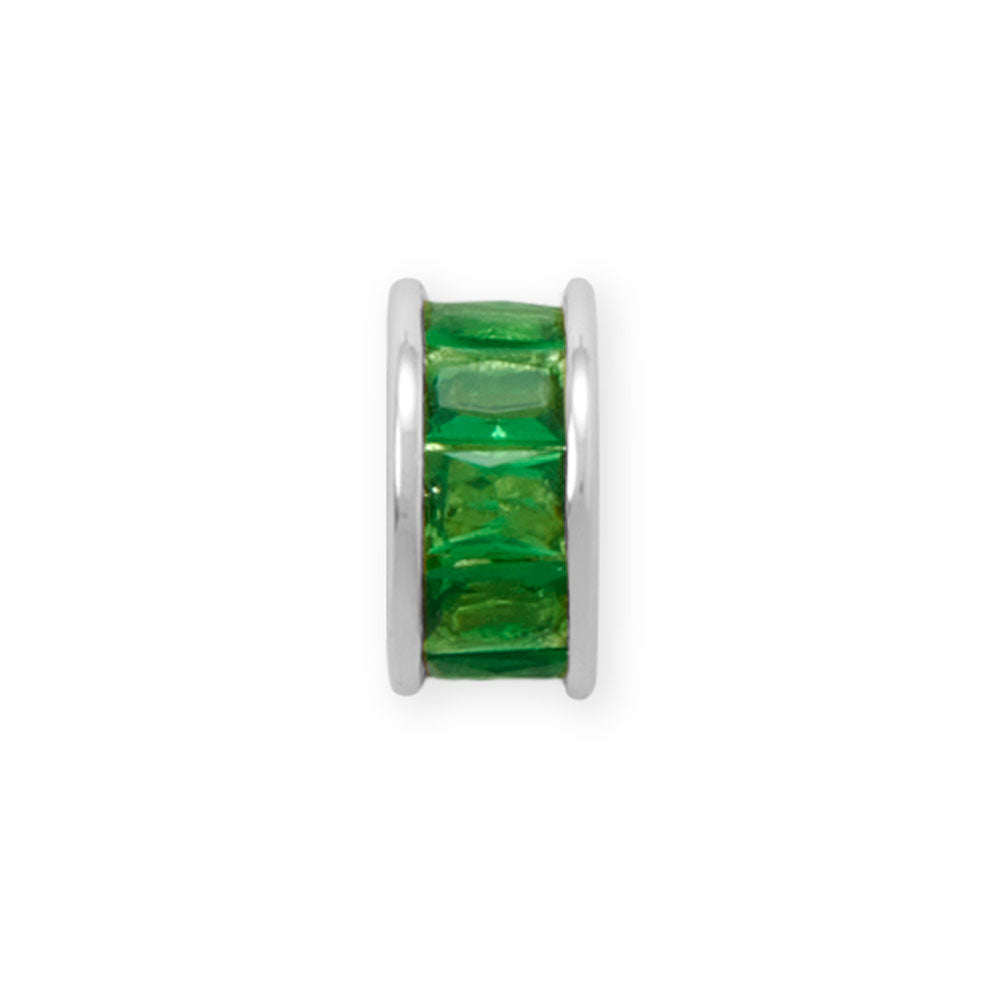 Rhodium Plated CZ Birthstone Wheel Bead Charms (January-December)