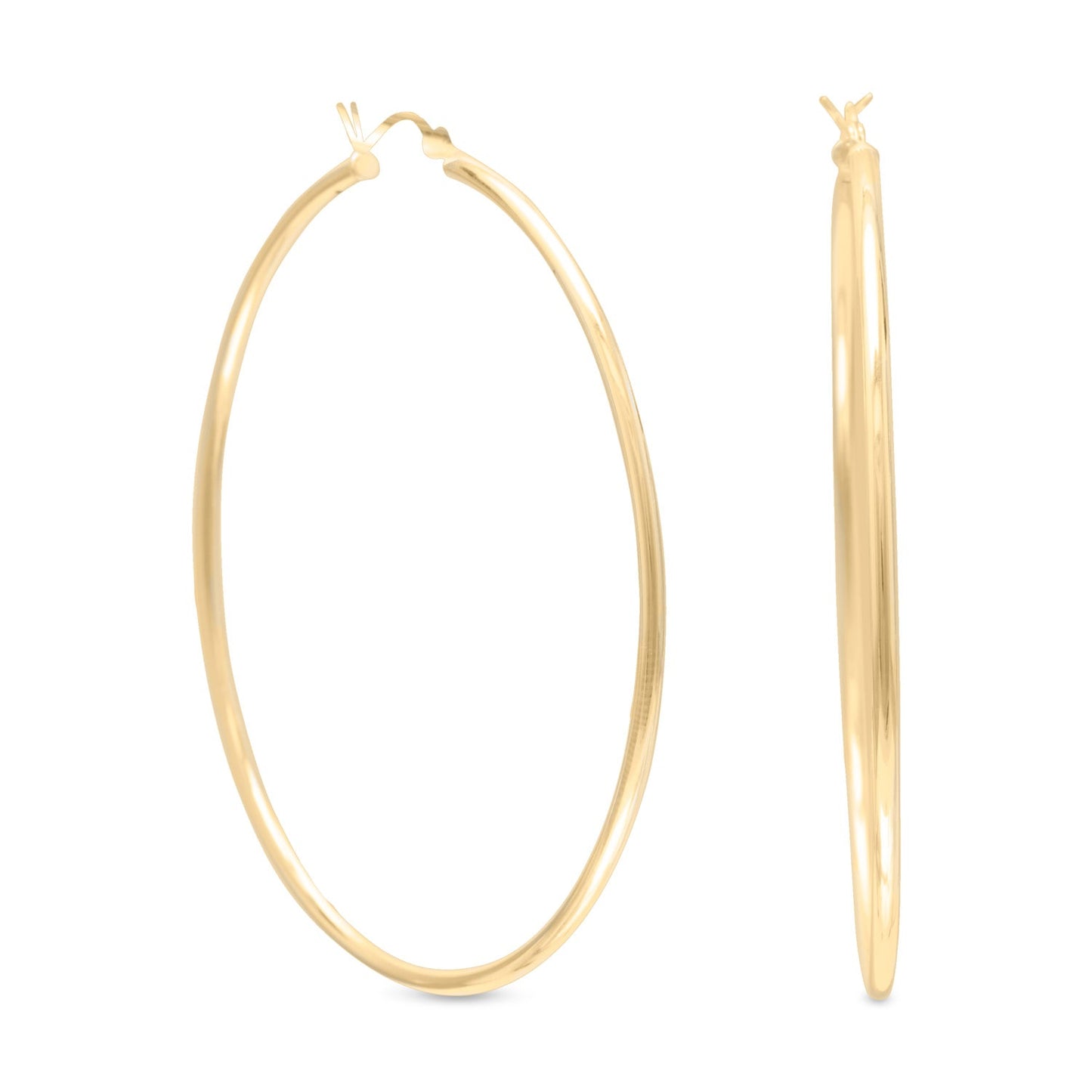 14 Karat Gold Plated 2mm x 60mm Hoop Earrings