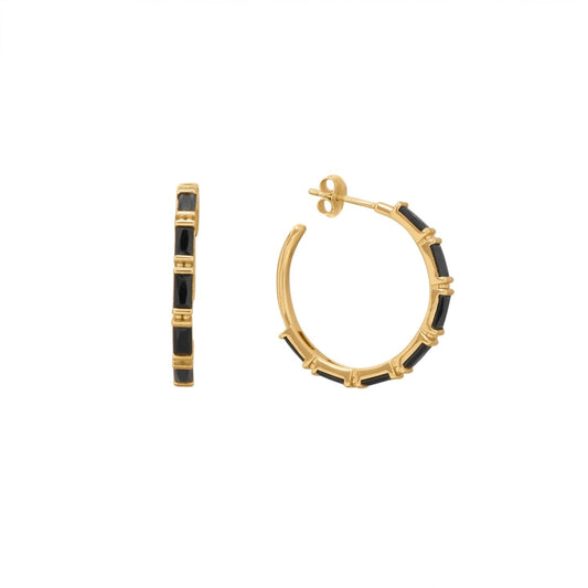 Bodacious Baguettes! Black Baguette CZ 3/4 Hoop Earrings