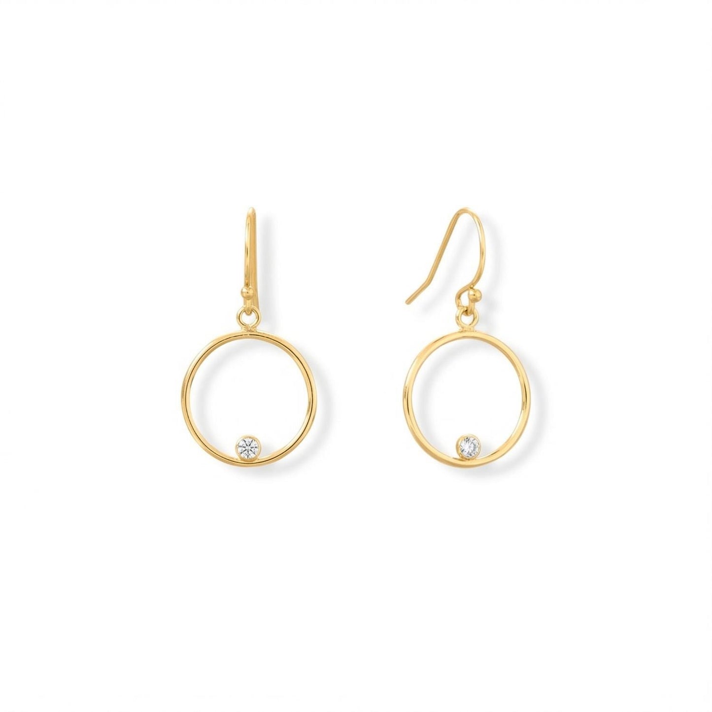 14/20 Gold Filled 15mm Circle with CZ Earrings
