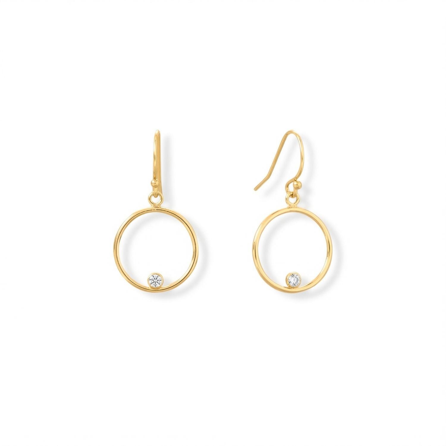 14/20 Gold Filled 15mm Circle with CZ Earrings