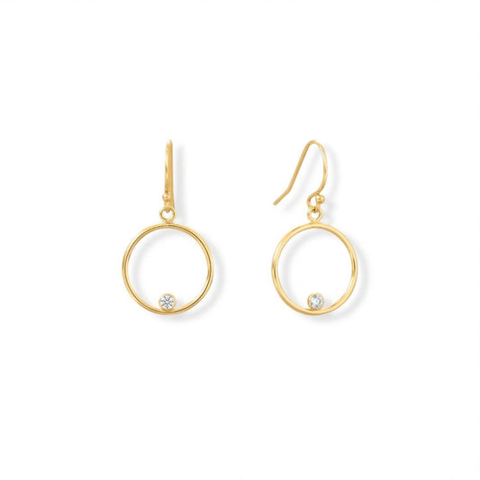 14/20 Gold Filled 15mm Circle with CZ Earrings