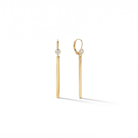 14/20 Gold Filled Bar Drop with CZ Earrings