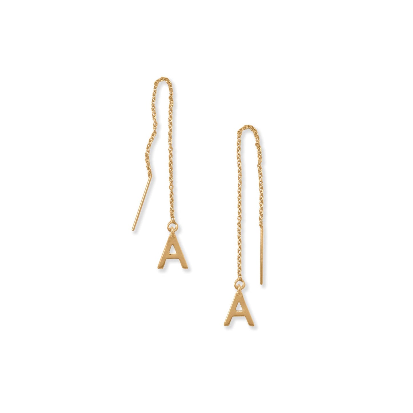 14 Karat Gold Plated Initial Threader Earring Series (A-Z)