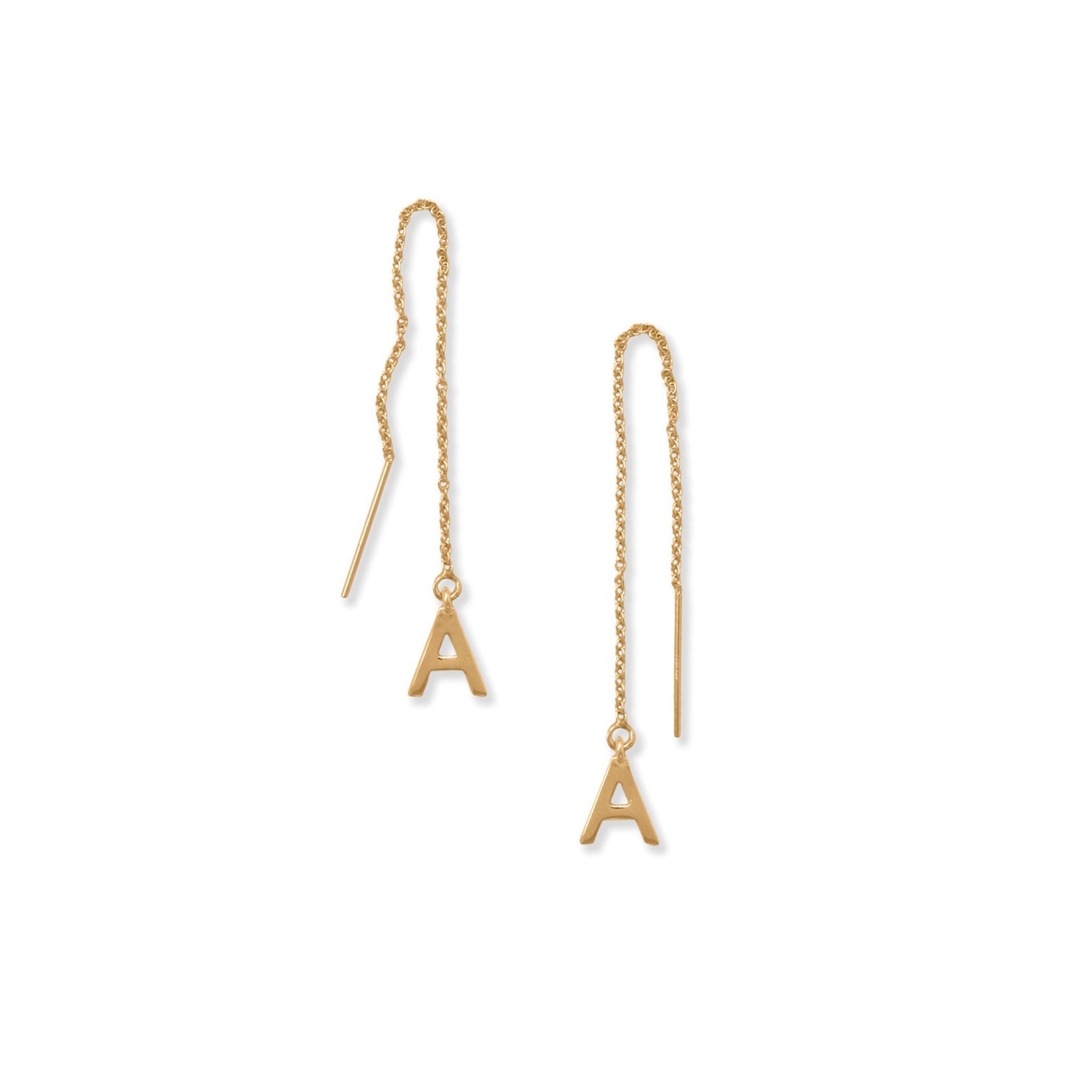 14 Karat Gold Plated Initial Threader Earring Series (A-Z)