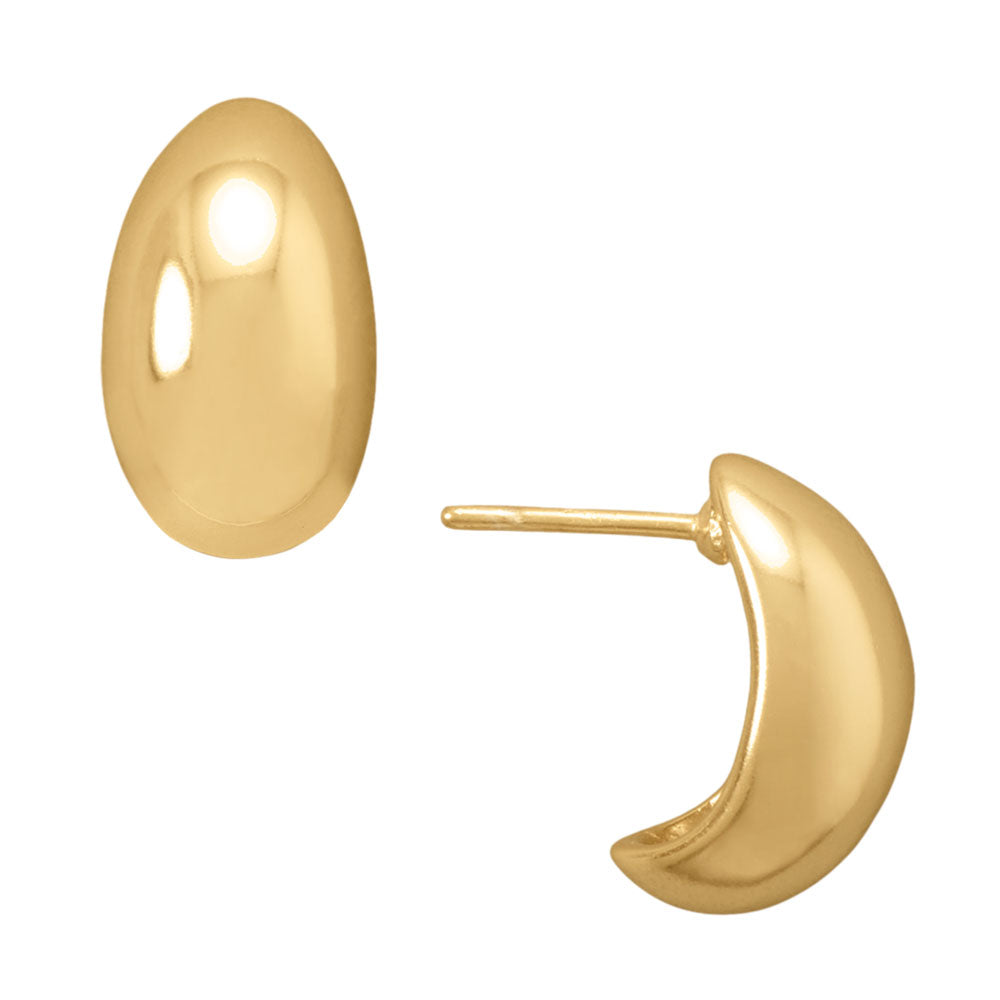 14 Karat Gold Plated Graduated 1/2 Puffy Hoop Earrings