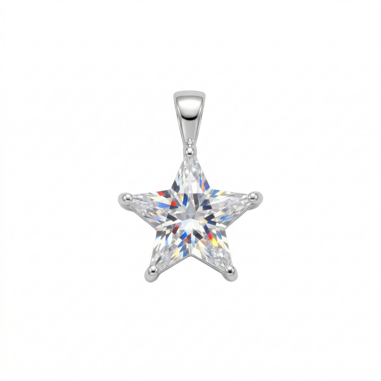 Rhodium Plated CZ Star Pendant