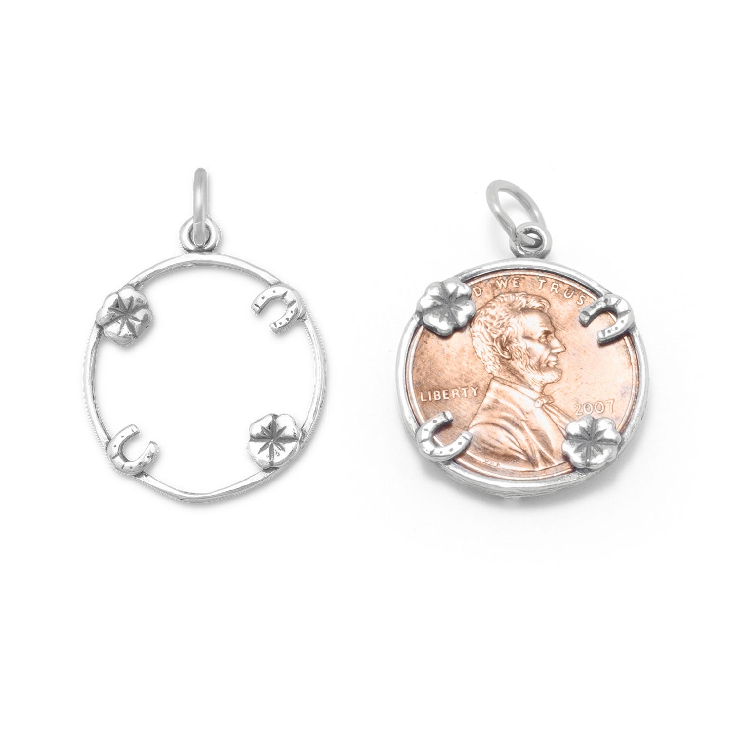 Oxidized Lucky Penny Holder Charm