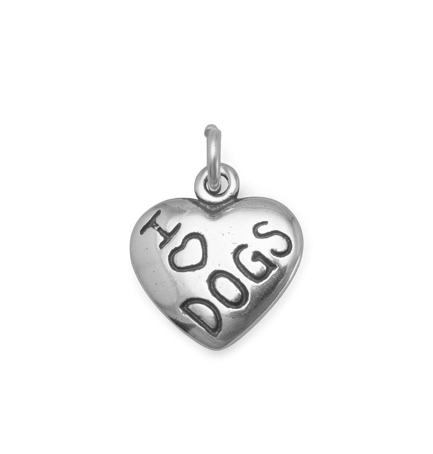 Oxidized "I Love DOGS" Heart Charm