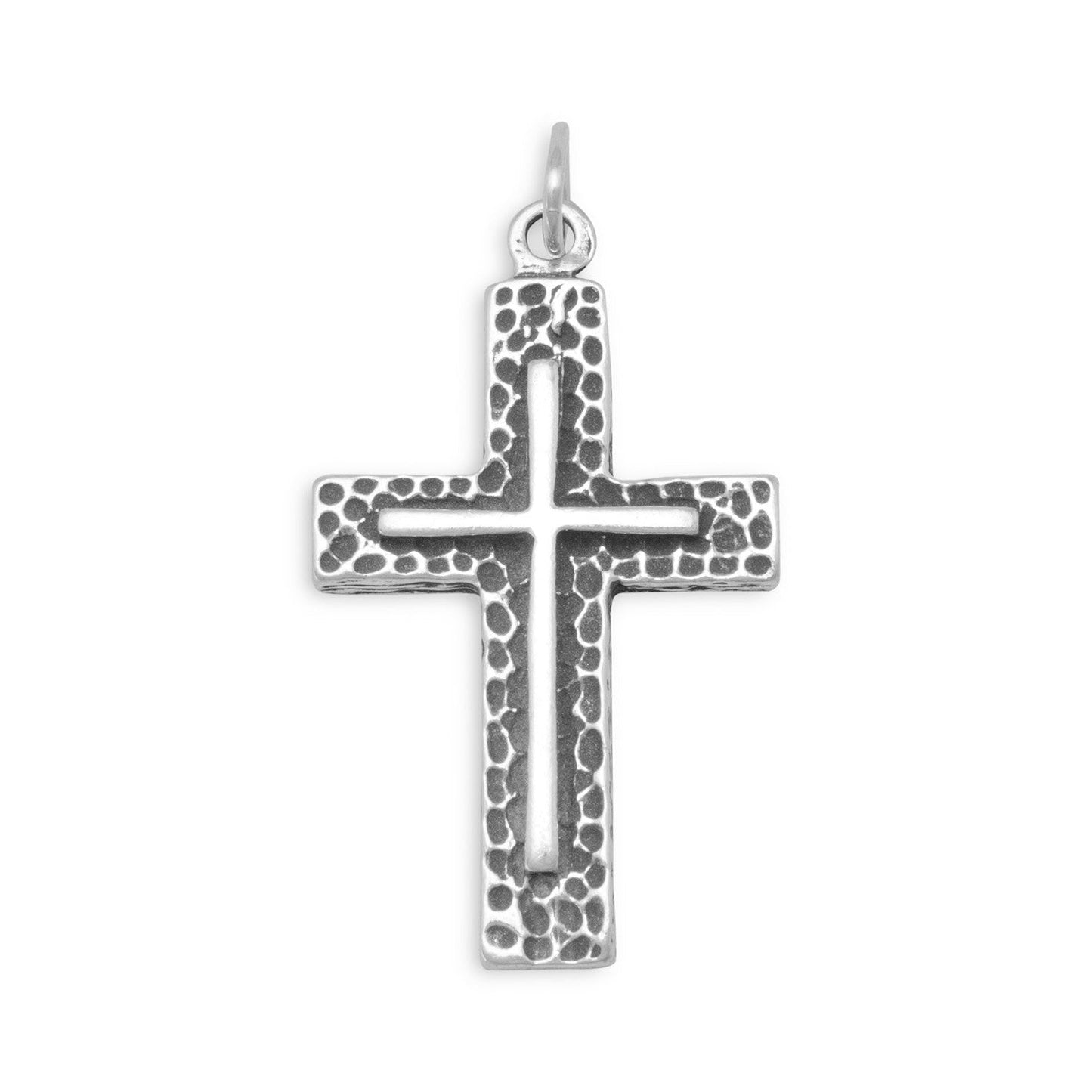 Silver or Gold Textured Cross Pendant
